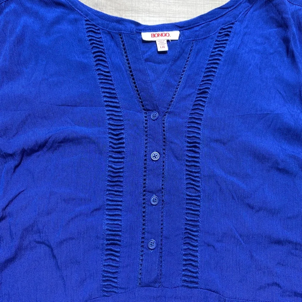 BONGO Girls Juniors Boho‎ 3/4 Sleeve Drop Waist Dress Size Large Navy Blue